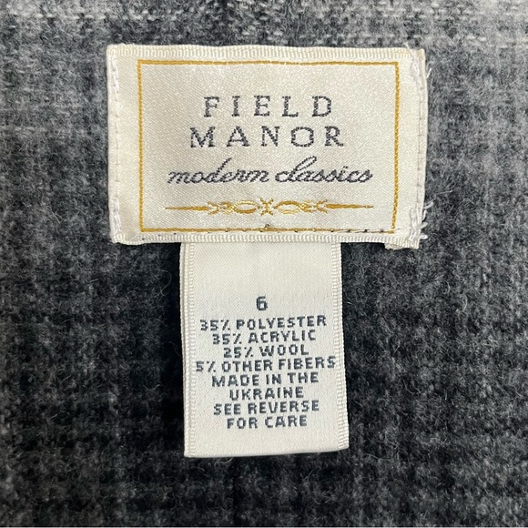 Women’s Vintage Field Manor Wool Blend Open Front Jacket Coat Size 6 Gray - Picture 2 of 8